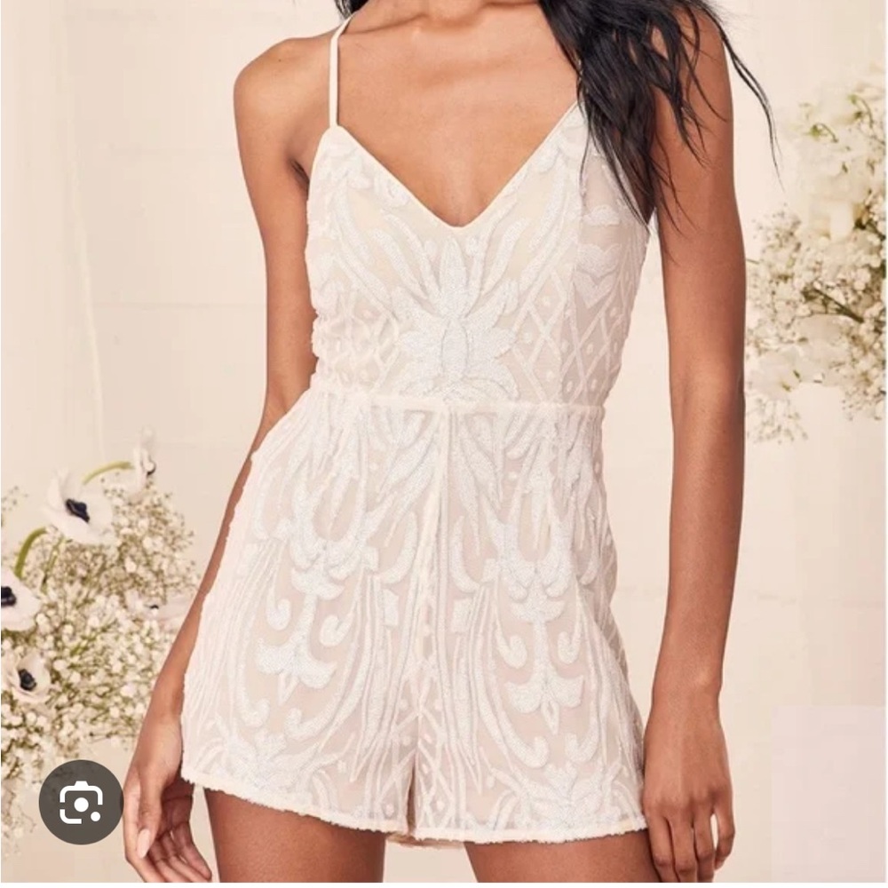 Lulu's white and cream sequence romper - small